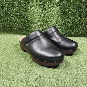 Vionic Kacie Black Leather Slip On Comfort Orthotic Clogs Womens Size 7